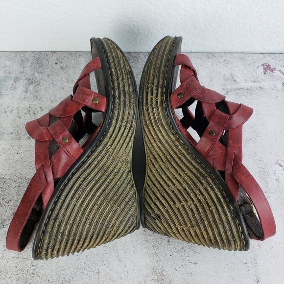 Born 100% Leather Wedge Sandals Strappy Shoes size 8 Y2K Slingback - Picture 6 of 13